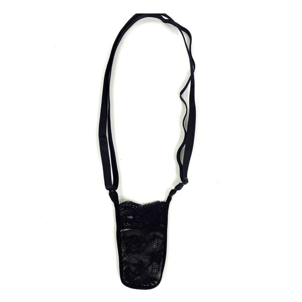 La Perla crossbody, black, lace pouch - Picture 2 of 8